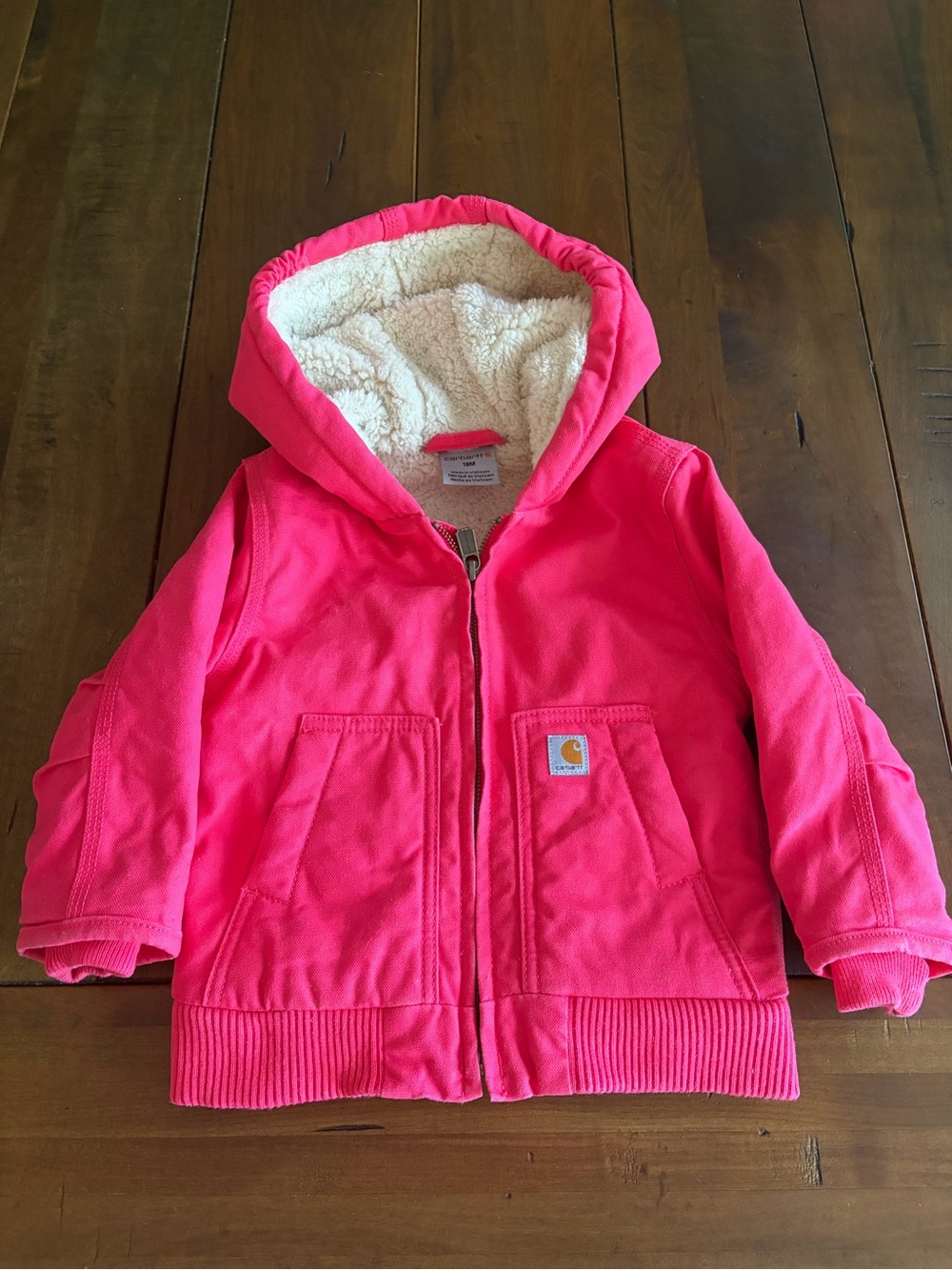 Carhartt Toddler Girls' Hooded Sherpa Jacket - Bright Pink
